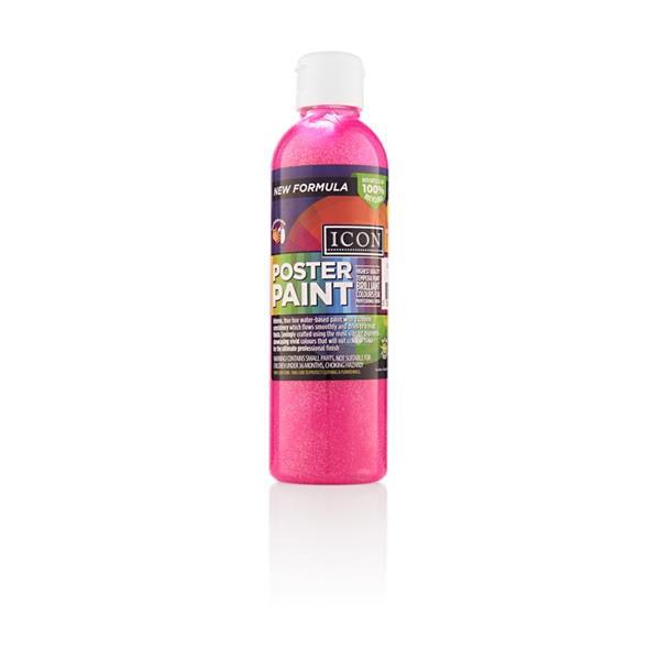 Icon 300ml Glitter Poster Paint - Pink by Icon on Schoolbooks.ie