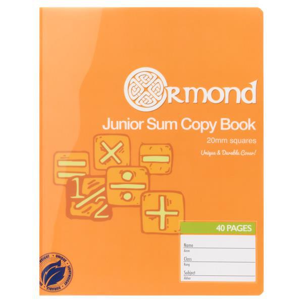 Ormond 40 Page Durable Cover 20mm Square Junior Sum Copy by Ormond on Schoolbooks.ie