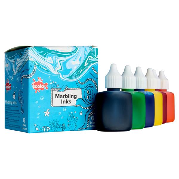 Box Of 6 Assorted 25ml Marbling Ink Colours by Scola on Schoolbooks.ie