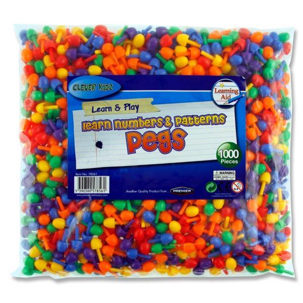 Clever Kidz Bag 1000 Coloured Pegs For Peg Boards by Clever Kidz on Schoolbooks.ie