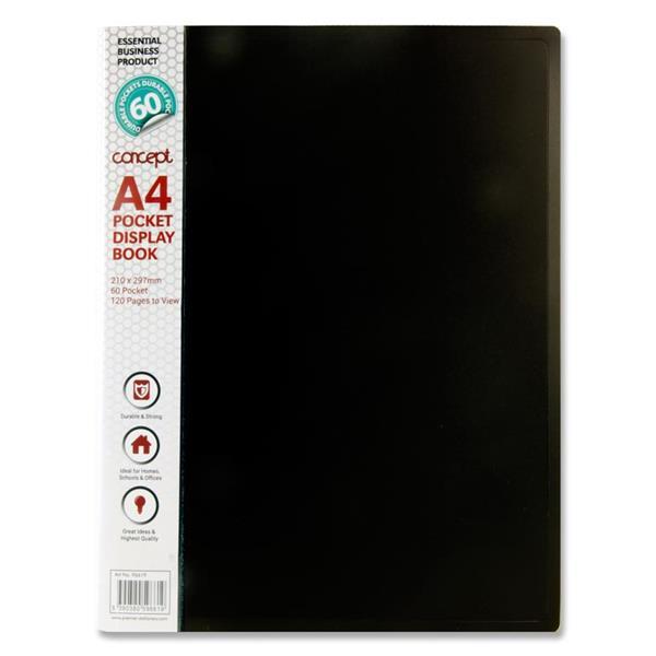 60 Pocket Display Book - A4 - Black by Concept on Schoolbooks.ie