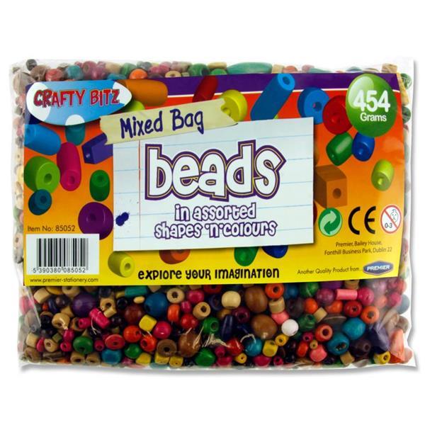 454g Bag of Wooden Multicoloured Beads - Assorted Sizes by Crafty Bitz on Schoolbooks.ie