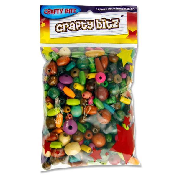 Crafty Bitz 100g Pack Coloured Wooden Beads by Crafty Bitz on Schoolbooks.ie