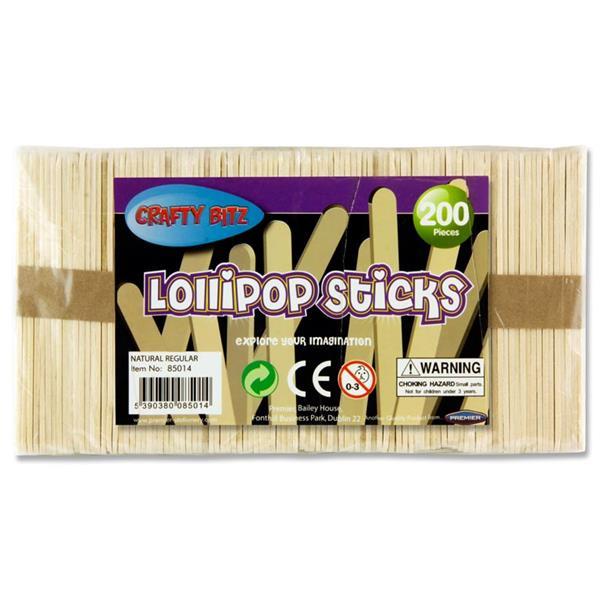 Crafty Bitz - Bag 200 Lollipop Sticks - Natural by Crafty Bitz on Schoolbooks.ie