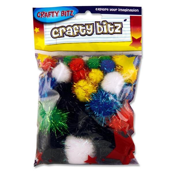 ■ Crafty Bitz Packet of 30 Glitter Pom Poms by Crafty Bitz on Schoolbooks.ie