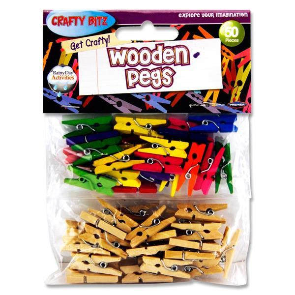 Crafty Bitz Packet of 50 Assorted Wooden Pegs by Crafty Bitz on Schoolbooks.ie
