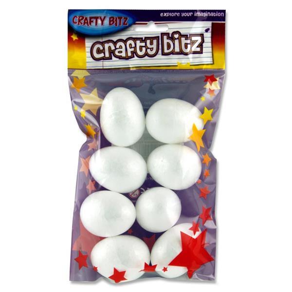 Crafty Bitz - Polystyrene Eggs - 5cm - Pack of 8 by Crafty Bitz on Schoolbooks.ie