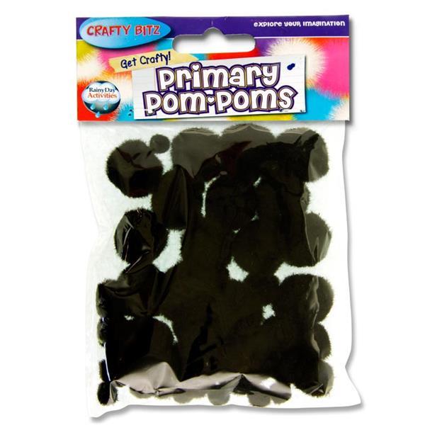 Crafty Bitz Primary Pom Poms - Black by Crafty Bitz on Schoolbooks.ie