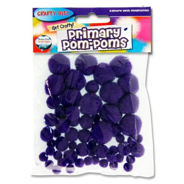 Crafty Bitz Primary Pom Poms - Purple by Crafty Bitz on Schoolbooks.ie