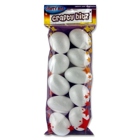 Polystyrene Eggs - 7cm - Packet of 10 by Crafty Bitz on Schoolbooks.ie