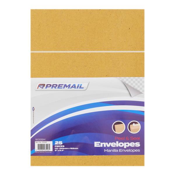 Premail - Pack of 25 C5 Peel & Seal Envelopes - Manilla by Premail on Schoolbooks.ie