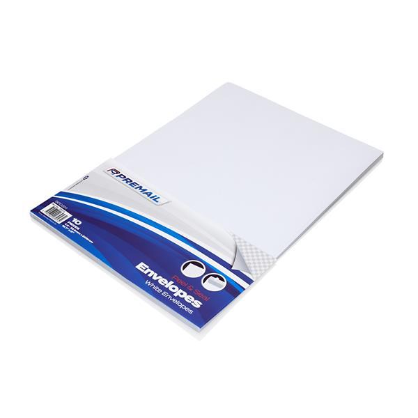 Pack of 10 C4 Peel & Seal Envelopes - White by Premier on Schoolbooks.ie