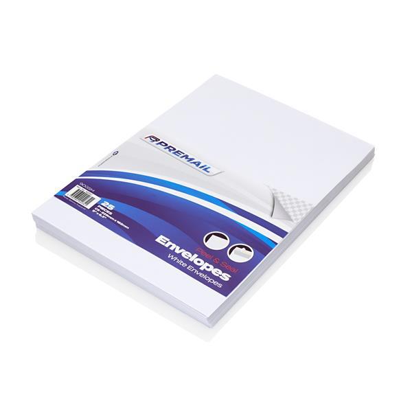 Pack of 25 C5 Peel & Seal Envelopes - White by Premier on Schoolbooks.ie