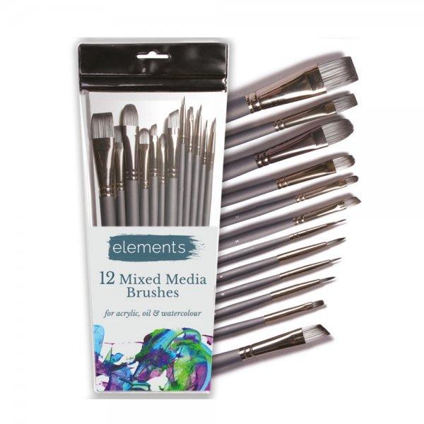 12 Mixed Media Brush Set by Elements on Schoolbooks.ie