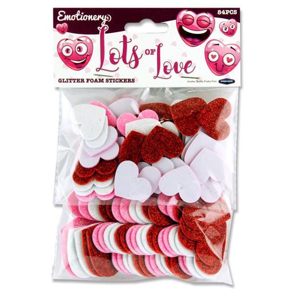 ■ Emotionery - Lots of Love Hearts - Glitter Foam Stickers - Packet of 84 by Emotionery on Schoolbooks.ie