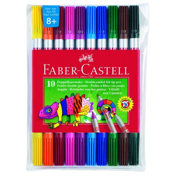 Faber-Castell - Double Fibre Tip Pens - Wallet of 10 by Faber-Castell on Schoolbooks.ie