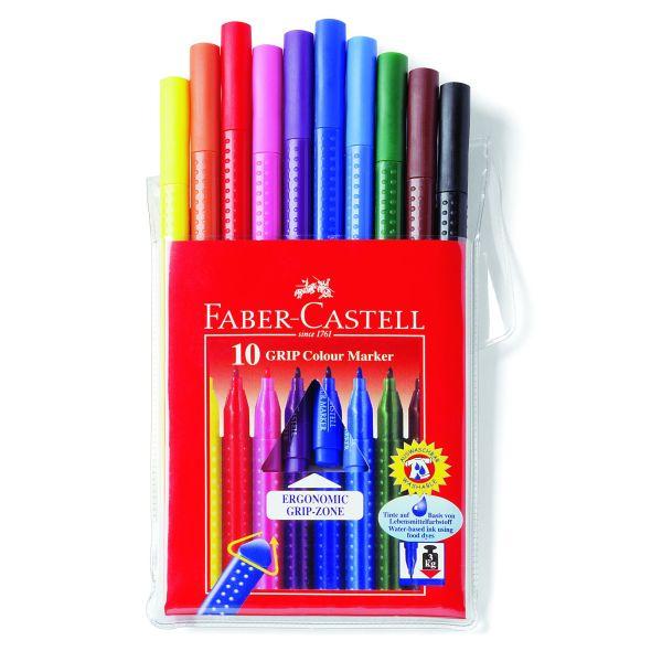 Faber-Castell - Grip Fibre Tip Colour Markers - Wallet Of 10 by Faber-Castell on Schoolbooks.ie