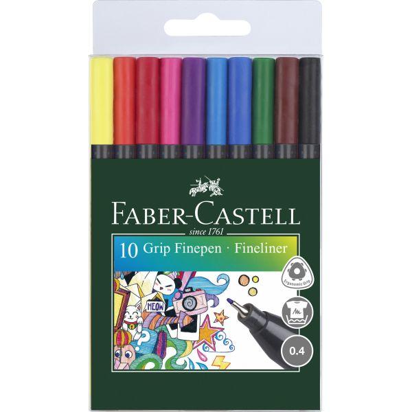 Faber-Castell - Grip Finepen Set Of 10 - 0.4mm by Faber-Castell on Schoolbooks.ie