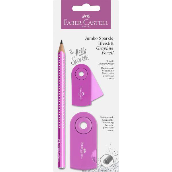 Faber-Castell - Jumbo Sparkle Pink Pencil Set Blister by Faber-Castell on Schoolbooks.ie