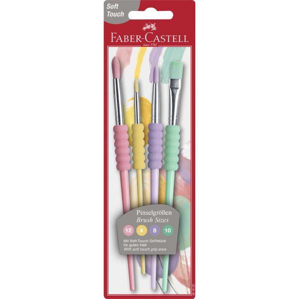Pastel Paint Brush Set - 4 Sizes - Soft Touch by Faber-Castell on Schoolbooks.ie