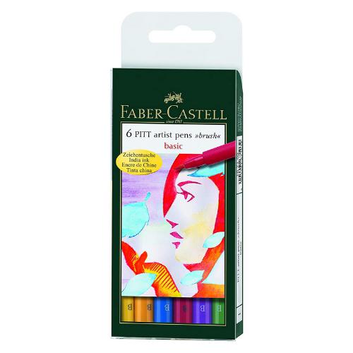 ■ Faber-Castell - Pitt Artist Pen - Basic Wallet of 6 by Faber-Castell on Schoolbooks.ie