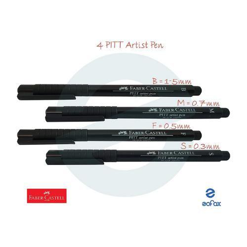 Faber-Castell - Pitt Artist Pen - Black Wallet of 4 (S,F,M,B) by Faber-Castell on Schoolbooks.ie