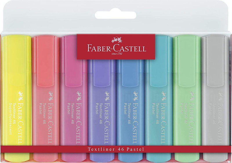 Textliner Pastel Colours Wallet Of 8 (2 Free) by Faber-Castell on Schoolbooks.ie