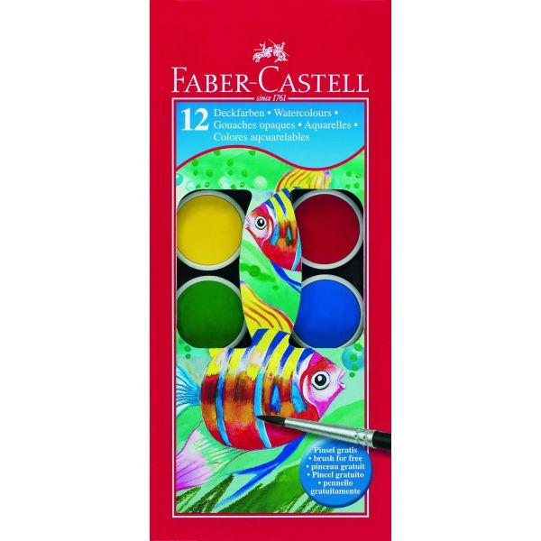 ■ Faber-Castell - Watercolour Tablets - Set of 12 with Free Brush by Faber-Castell on Schoolbooks.ie
