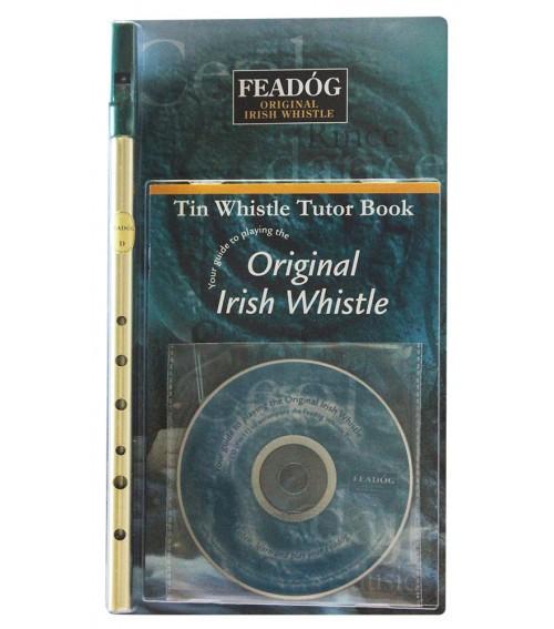 Feadóg - Tin Whistle - Brass - Key of D - with Book and CD by Feadog on Schoolbooks.ie