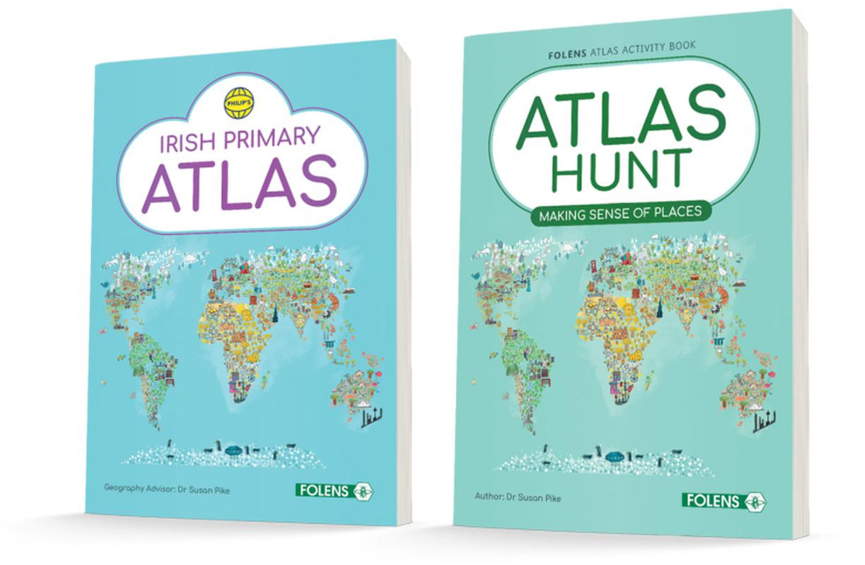 Philip's Irish Primary Atlas - Set (incl Atlas Hunt) - New Edition (2021) by Folens on Schoolbooks.ie