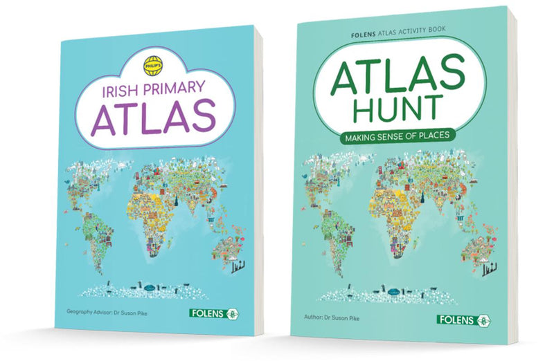 Philip's Irish Primary Atlas - Set (incl Atlas Hunt) - New Edition (2021) by Folens on Schoolbooks.ie