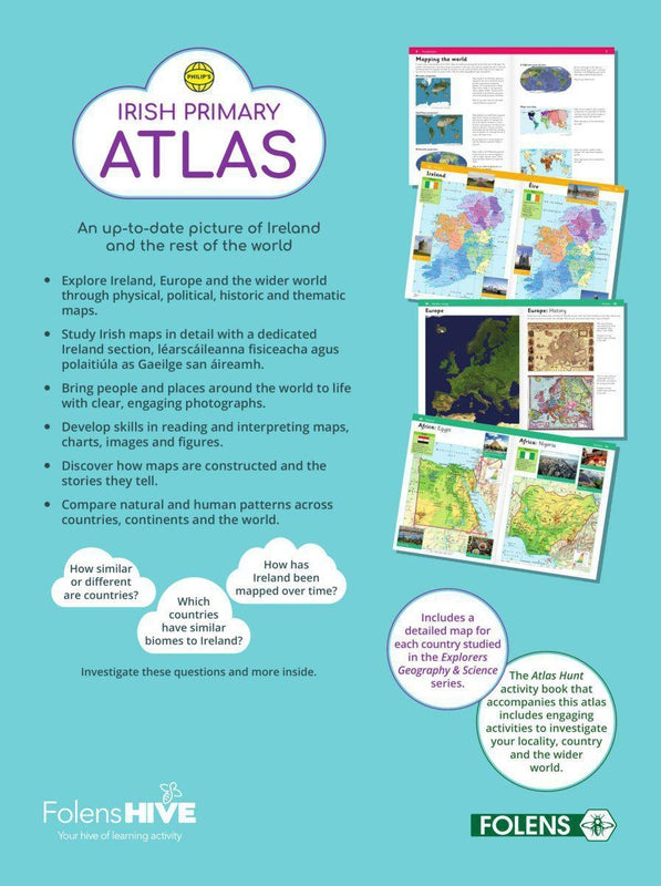 Philip's Irish Primary Atlas - New Edition (2021) - Textbook Only by Folens on Schoolbooks.ie