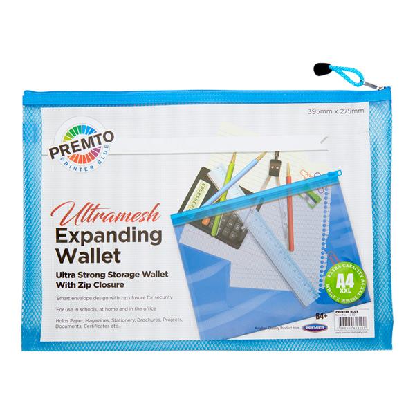 Premier Premtone B4+ Ultramesh Expanding Wallet - Printer Blue by Premtone on Schoolbooks.ie