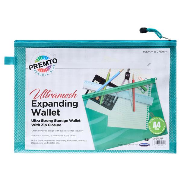 Premier Premtone B4+ Ultramesh Expanding Wallet - Peacock Blue by Premtone on Schoolbooks.ie