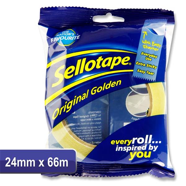 Sellotape 24mm x 66m Original Golden Tape by Sellotape on Schoolbooks.ie