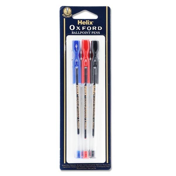 Helix Oxford - 6 Stick Ballpoint Pens - Assorted by Helix on Schoolbooks.ie