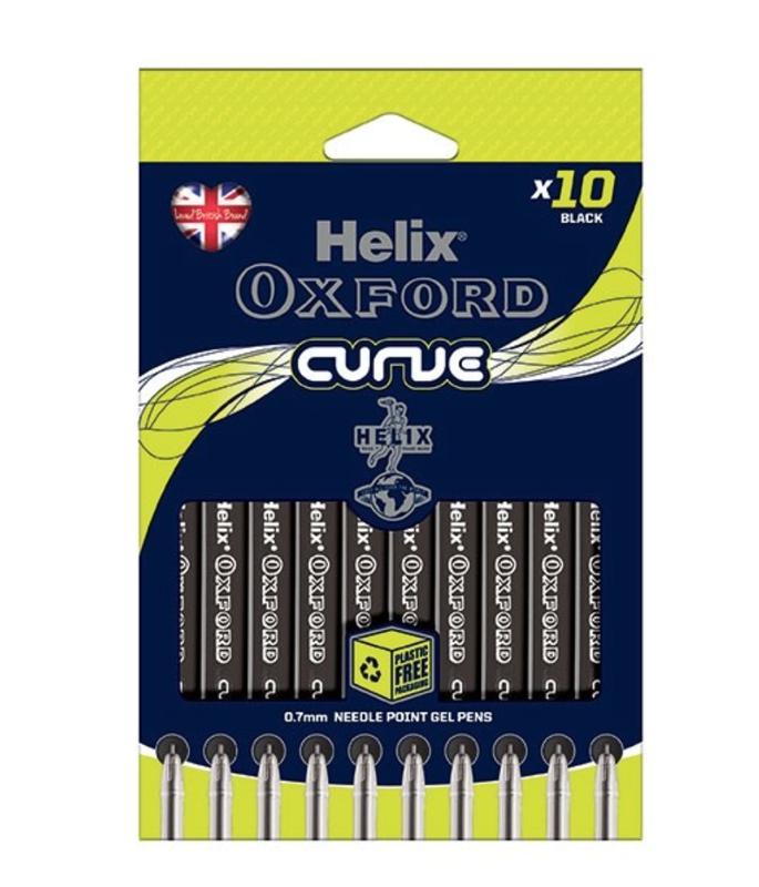 Helix Oxford Curve - 10 Ballpoint Pens - Black by Helix on Schoolbooks.ie