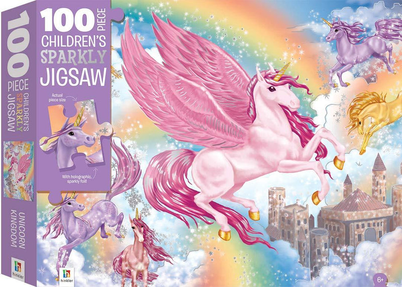 100 Piece Children's Sparkly Jigsaw - Unicorn Kingdom by Hinkler on Schoolbooks.ie