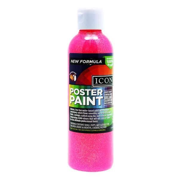 Icon 300ml Glitter Poster Paint - Pink by Icon on Schoolbooks.ie