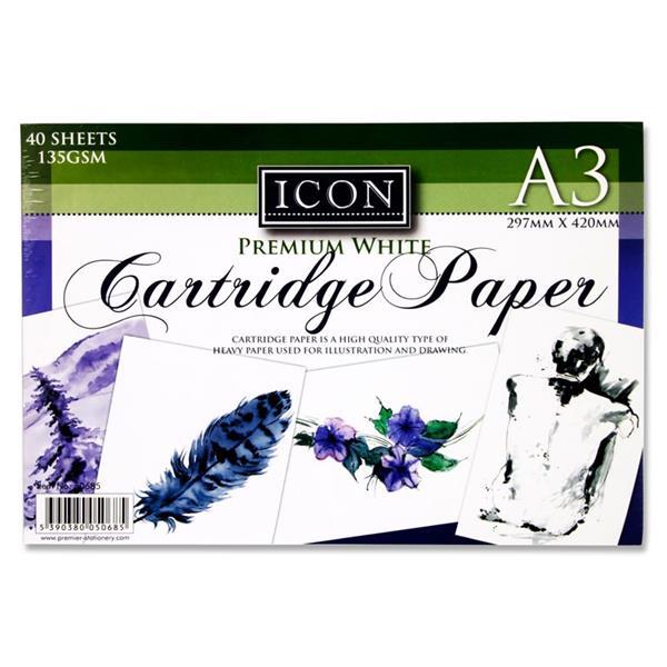 Icon A3 135gsm Cartridge Paper 40 Sheets by Icon on Schoolbooks.ie