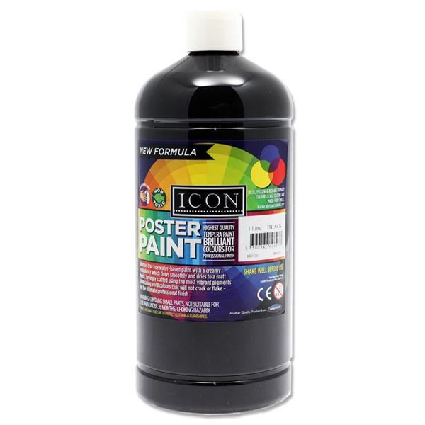 Icon Art 1ltr Poster Paint - Black by Icon on Schoolbooks.ie