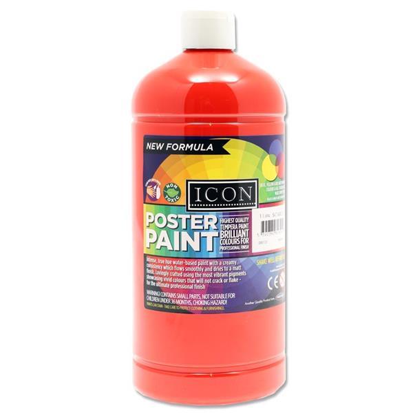 Icon Art 1ltr Poster Paint - Scarlet Red by Icon on Schoolbooks.ie