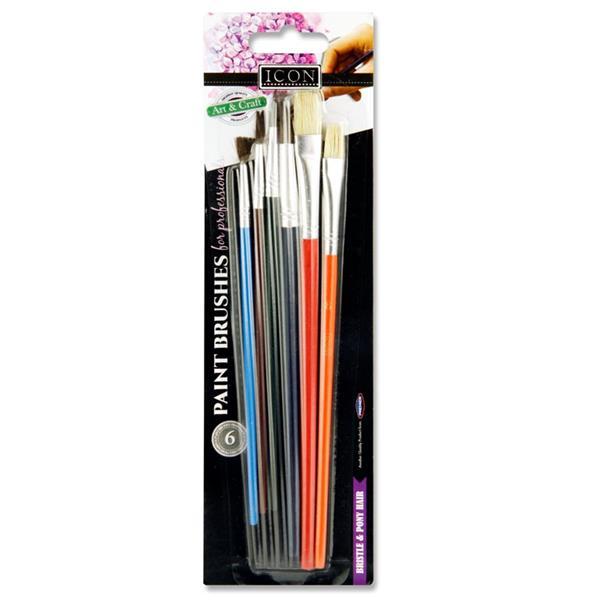 Icon Card of 6 Assorted Size Paint Brushes by Icon on Schoolbooks.ie
