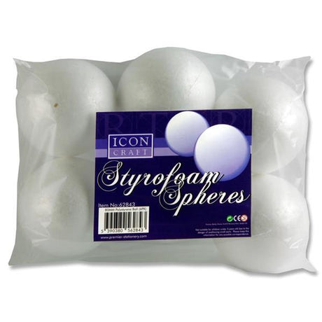 Pack of 6 Styrofoam Spheres - 80mm by Icon on Schoolbooks.ie