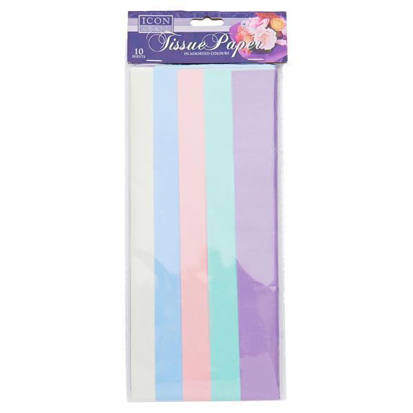 Tissue Paper - Pack of 10 Assorted Sheets - Pastel by Icon on Schoolbooks.ie