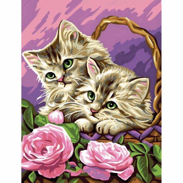 ■ Floral Kittens - Medium Paint By Numbers by KSG on Schoolbooks.ie