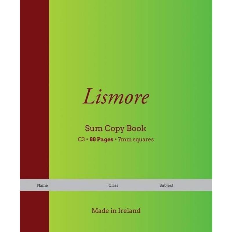 Lismore Sum Copy Book - C3 - 88 pages - 7mm squares - Pack of 10 by Lismore on Schoolbooks.ie