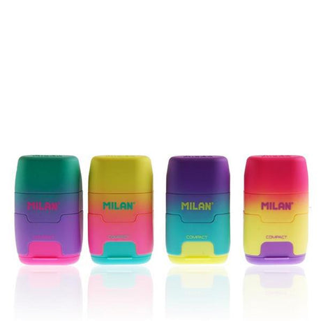 Milan - Twin Hole Sharpener and Eraser - Sunset - Assorted Colours by Milan on Schoolbooks.ie