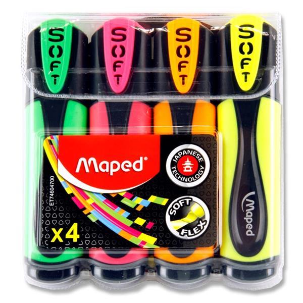 Maped Fluo'peps Packet of 4 Soft Highlighters by Maped on Schoolbooks.ie