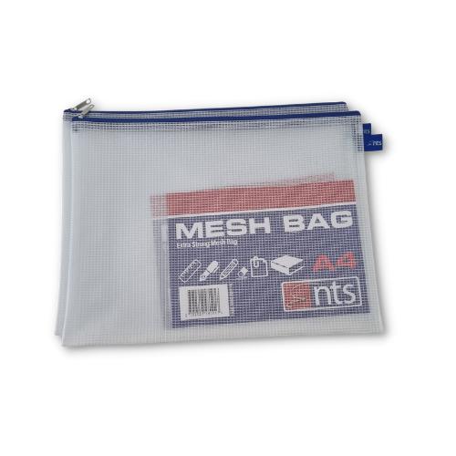 A4 Mesh Bag - Extra Strong with Zipper - Pack of 12 Assorted Colours by NTS on Schoolbooks.ie